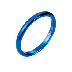 Inel din tungsten - inel albastru neted, rotunjit, 2 mm - Marime inel: 68