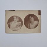 Fotografie format CP: Atelier necunoscut, Portrete in medalion rotund: domnisoare, ca. 1910 / Romania