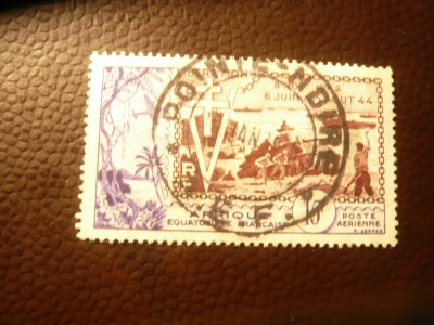 Serie 1 valoare Africa Ecuatoriala Franceza 1954 ,Victoria, stampilat foto