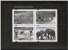 Polonia, fauna, elefanti, zebre, gheparzi, bloc, 2009, MNH** foto