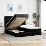 VidaXL Cadru de pat otoman cu saltele, material negru 180x200cm