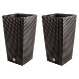 Cumpara ieftin Set 2 ghivece de flori, Rato, imitatie ratan, inalte, 32.5x32.5x61 cm, maro, Prosperplast