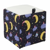 TABURET BOX - PRINT - CORP LUNA SI NORI/CAPAC IMITATIE PIELE DIVERSE CULORI - Roz 21896