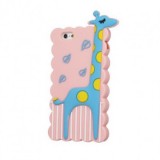 Husa Silicon 3D Giraffe Roz Samsung Galaxy A3 2017 A320, Protectie Telefon