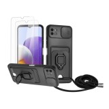 Husa cu snur Zallagre pentru Samsung Galaxy A22 5G, negru - RESIGILAT