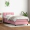 vidaXL Pat box spring cu saltea, roz, 80x220 cm, catifea 3316622