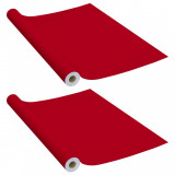Folii de mobilier autoadezive, 2 buc., roșu, 500 x 90 cm, PVC
