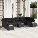 VidaXL Set de canapele pentru grădină 11 pcs Negru 344 x 209 x 85 cm