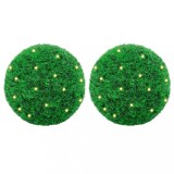 VidaXL Mingi artificiale din lemn de cimiș cu lumini LED 2 buc Verde