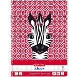 Caiet cu spira A4, 80 file, matematica, Cute Animals Zebra, Herlitz