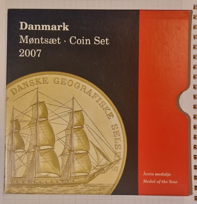 Denmark, Danemarca, Set monede 2007, 7 monede 1 jeton, foto