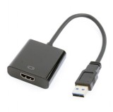 Cablu adaptor video GEMBIRD HDMI (T) la VGA (M), 15cm, Full HD 60Hz, Negru, A-HDMI-VGA-04