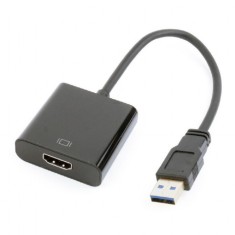 Cablu adaptor video GEMBIRD HDMI (T) la VGA (M), 15cm, Full HD 60Hz, Negru, A-HDMI-VGA-04