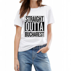 Tricou dama alb - Straight Outta Bucuresti - 2XL