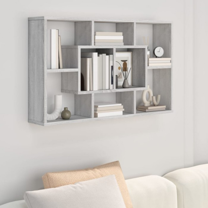 vidaXL Raft de perete, sonoma gri, 85x16x52,5 cm, lemn compozit 820461