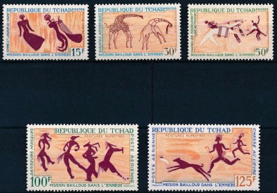 CHAD 1967, ROCK PAINTINGS - SERIE COMPLETĂ MNH foto