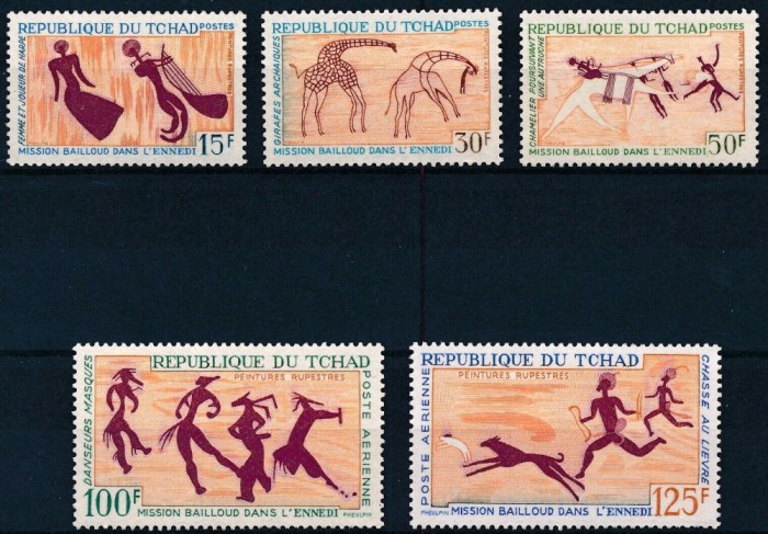 CHAD 1967, ROCK PAINTINGS - SERIE COMPLETĂ MNH
