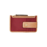 Portmoneu Dama Tommy Hilfiger Julia Zip Card Case Deep Rouge, Piele, Rosu, Logo Relief, Compartimente Carduri &amp; Monede