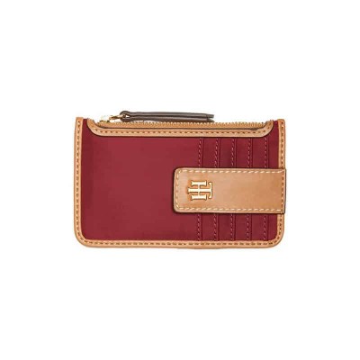 Portmoneu din piele pentru femei Tommy Hilfiger Julia Zip Card Case Deep Rouge, Rosu foto