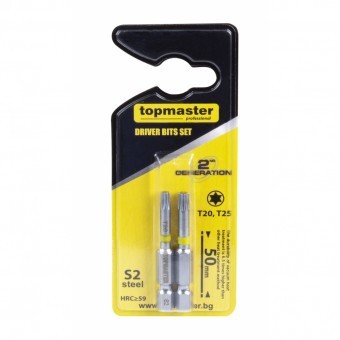 Set 2 biti torx, Topmaster 338715, T20, T25, prindere hexagonala 1/4&amp;quot;, lungime 50 mm foto