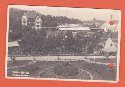 AMS @ - VEDERE OCNA-SIBIULUI - vedere generala, 1932, FRANCATURA MULTIPLA( cu perforari), circulata spre Putna - Bucovina foto
