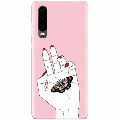 Husa silicon pentru Huawei P30, Butterfly In Hand foto