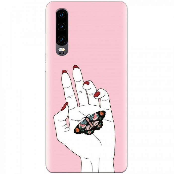 Husa silicon pentru Huawei P30, Butterfly In Hand