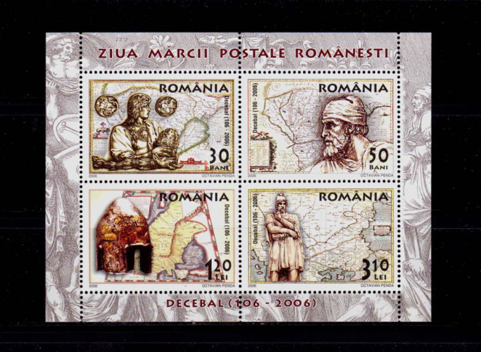 RO 2006 , LP 1730a ,&quot;Ziua marcii rom. - Decebal &quot; - bloc/colita 382 , MNH