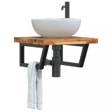 VidaXL Raft pentru lavoar montat pe perete, oțel și lemn masiv acacia 3302775