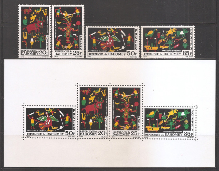 Dahomey 1965 - Industria de țesut covoare, serie + colita, MNH