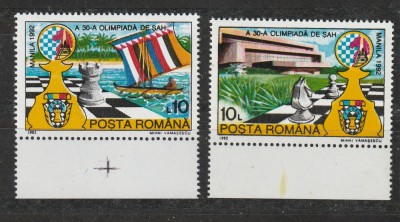Romania 1992 - #1286 A 30-a Olimpiada de Sah 2v MNH foto