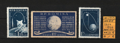Rom&amp;acirc;nia, 1959 | Cosmonautică, cartografiere lună, Lunik 3 - Cosmos | MNH | aph foto