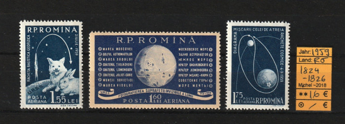 Rom&acirc;nia, 1959 | Cosmonautică, cartografiere lună, Lunik 3 - Cosmos | MNH | aph