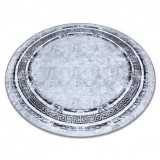 MIRO 51254.802 cerc covor lavabil Marmură, greacă anti-alunecare - gri / negru, cerc 120 cm