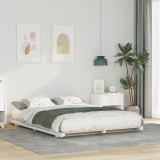 vidaXL Cadru de pat de podea Alb 140 x 220 cm Lemn masiv de pin
