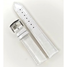 Curea Ceas Premium &ndash; Piele Naturală Albă, Imprimeu Crocodil (C055)