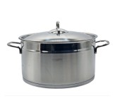 Oala cilindrica din inox cu capac capacitate 4.5 l diametru 22 cm fund dublu