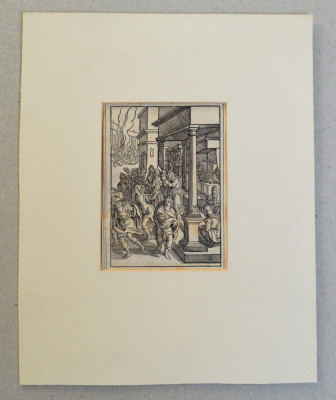 Gravura veche Christoffel van Sichem II scena biblica 1657 foto