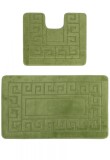 Set 2 Covorase Baie Model Ethnic 2510, Marimi 50 x 80 40 x 50 cm, Verde, Antiderapant, Antialergic, Polipropilena