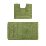 Set 2 Covorase Baie Model Ethnic 2510, Marimi 50 x 80 40 x 50 cm, Verde, Antiderapant, Antialergic, Polipropilena