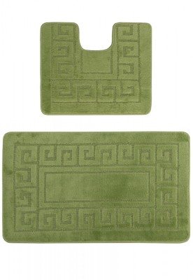 Set 2 Covorase Baie Model Ethnic 2510, Marimi 50 x 80 40 x 50 cm, Verde, Antiderapant, Antialergic, Polipropilena foto
