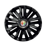 Set 4 capace roti Negre Cu Inel Cromat Royal R15 Compatibil Cu Alfa Romeo