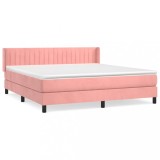 Cumpara ieftin Pat box spring cu saltea, roz, 160x200 cm, catifea