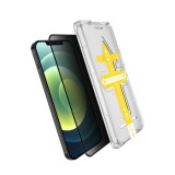 Set 2 folii sticla securizata cu sistem de montare usor si rapid full cover 3d privacy flippy compatibila cu apple iphone 12 pro max