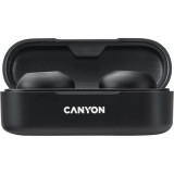 Casti True Wireless Canyon TWS-1, Bluetooth, Waterproof IPX4, Negru