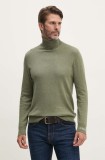 Pepe Jeans pulover din amestec de lana NEW ANDRE TURTLE NECK barbati, culoarea verde, light, cu guler, PM702470