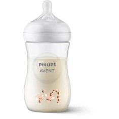 Biberon Philips Avent Natural Response SCY903/66, 260 ml, tetina care functioneaza ca sanul mamei, cu debit 3, tetina fara scurgeri, +1 luni, model de