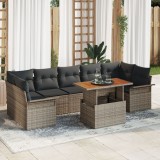 Set de canapele gradina Gossi cu pernite gri ratan, canapea gradina 2 persoane cu depozitare si pernite gri ratan