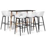Cumpara ieftin Set mobilier de bar, 7 piese, negru si alb