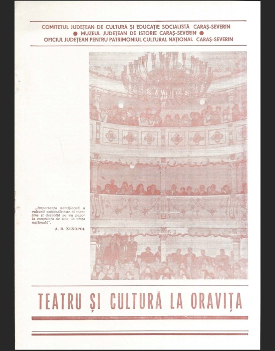 REVISTA TEATRU ȘI CULTURĂ LA ORAVIȚA - COMITETUL JUDEȚEAN DE CULTURĂ ȘI EDUCAȚIE SOCIALISTĂ / MUZEUL DE ISTORIE DIN CARAȘ-SEVERIN